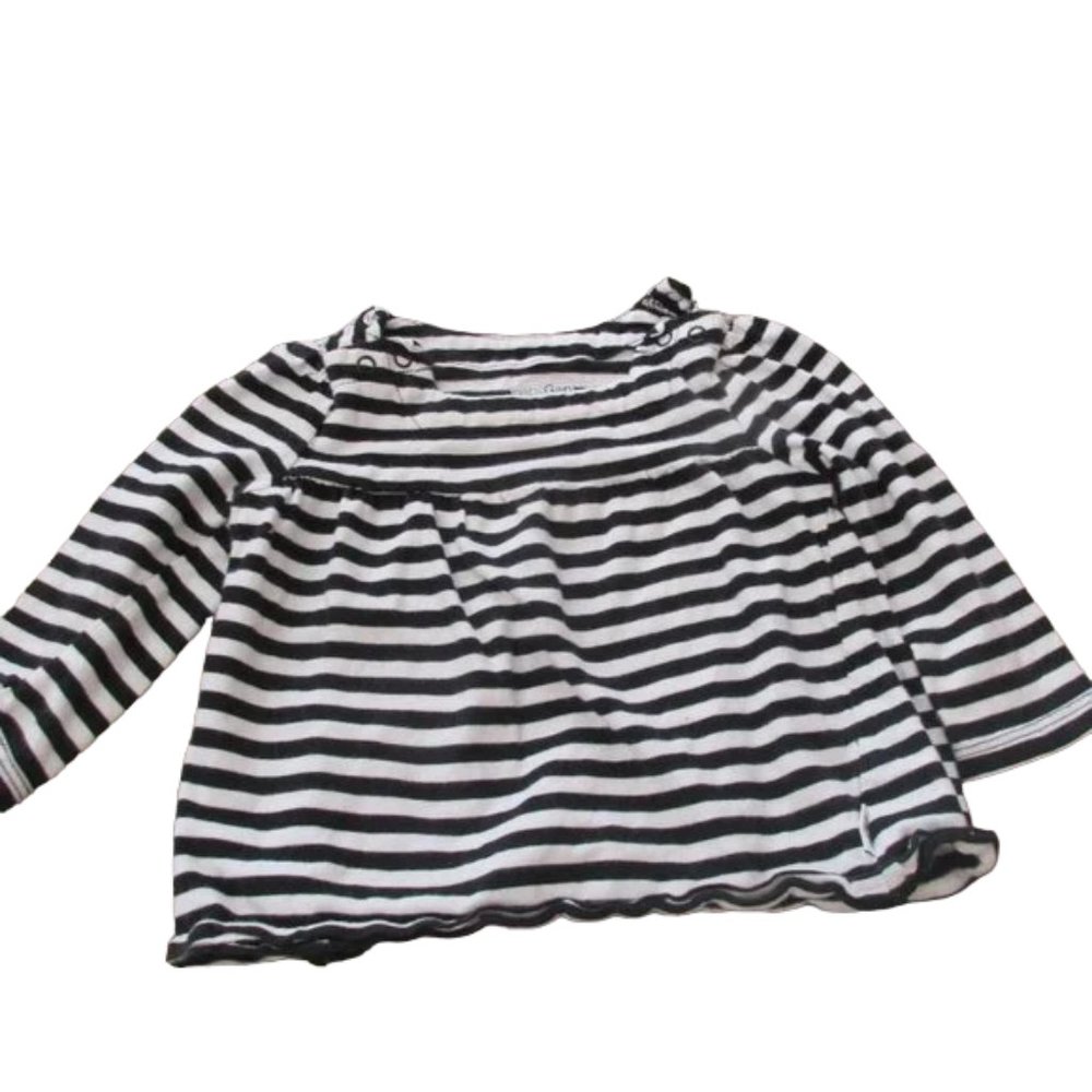 Baby Gap Pullover T Shirt Infant Girls 6-12M Black White Striped Long Sleeve Top